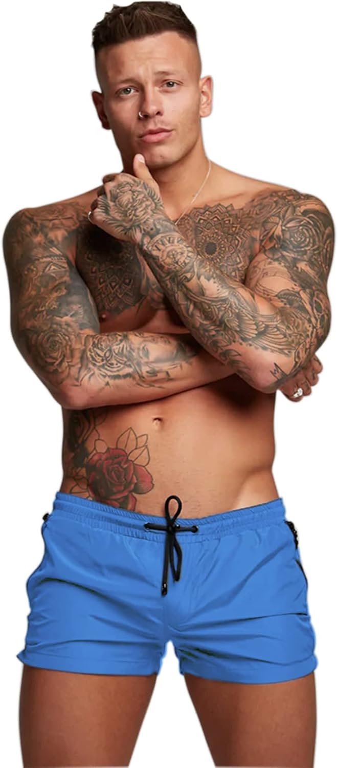 Mens Quick Dry Swim Trunks with Mesh Lining & Zipper Pockets Swim Shorts - Picture 32 of 33