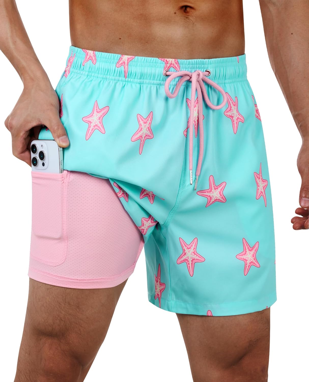 Men's Swim Trunks Quick Dry Compression Liner Bathing Suit with Pocket - Picture 13 of 55