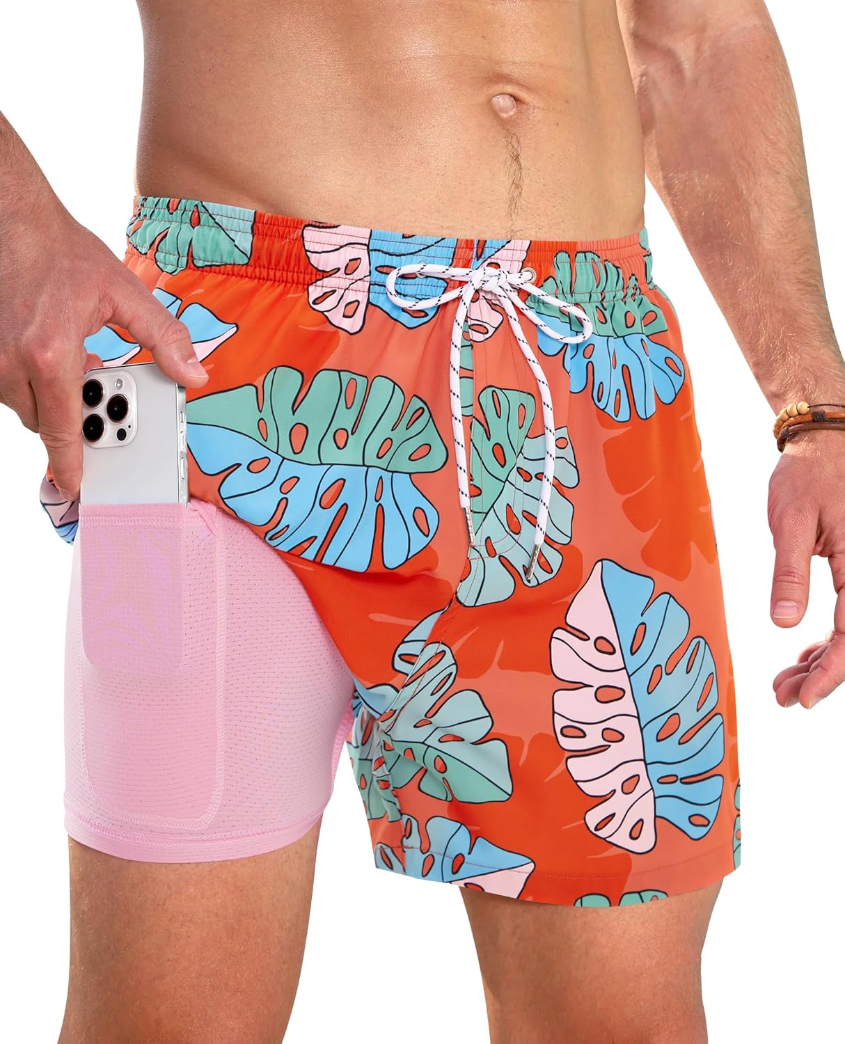 Men's Swim Trunks Quick Dry Compression Liner Bathing Suit with Pocket - Picture 17 of 55