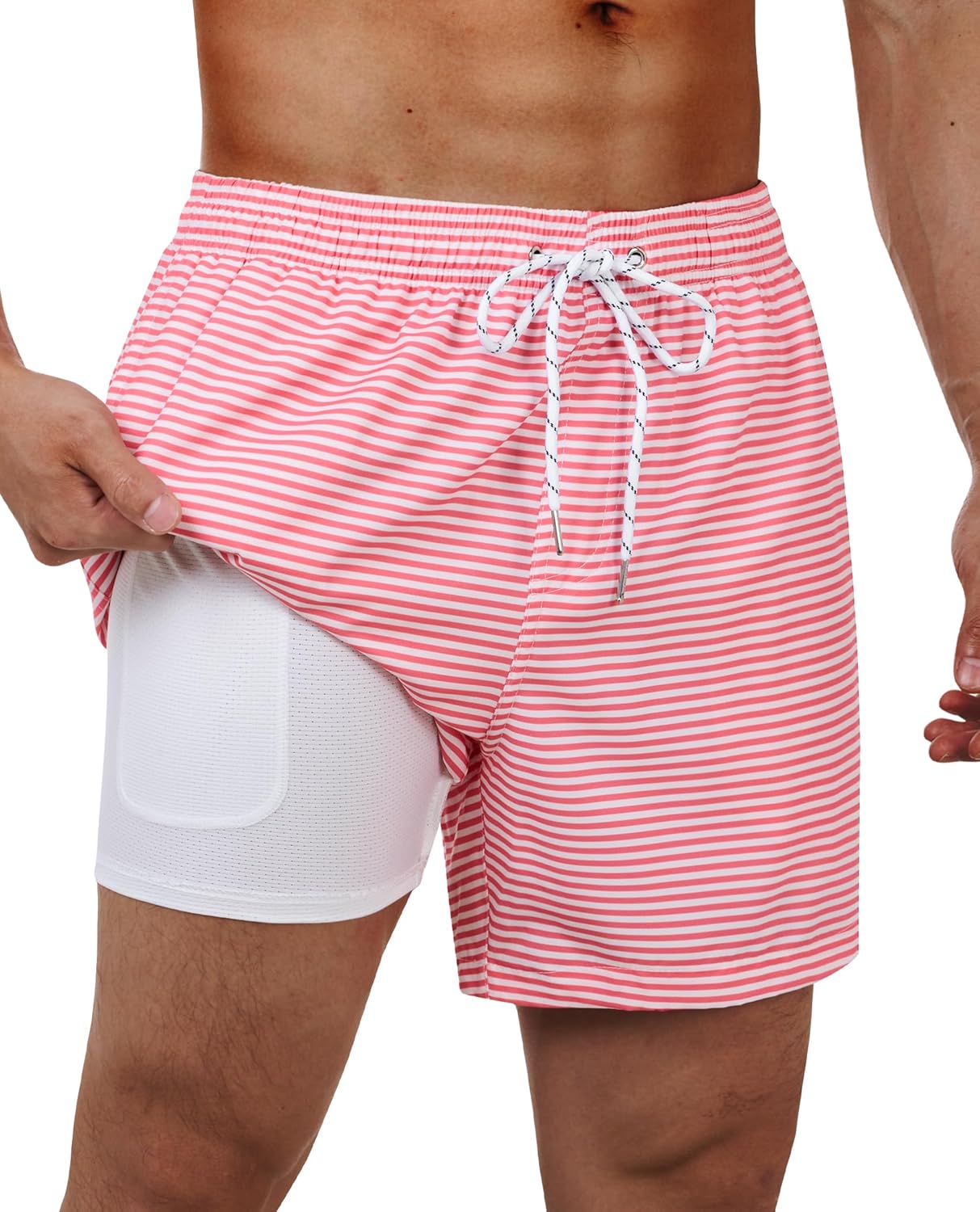 Men's Swim Trunks Quick Dry Compression Liner Bathing Suit with Pocket - Picture 21 of 55