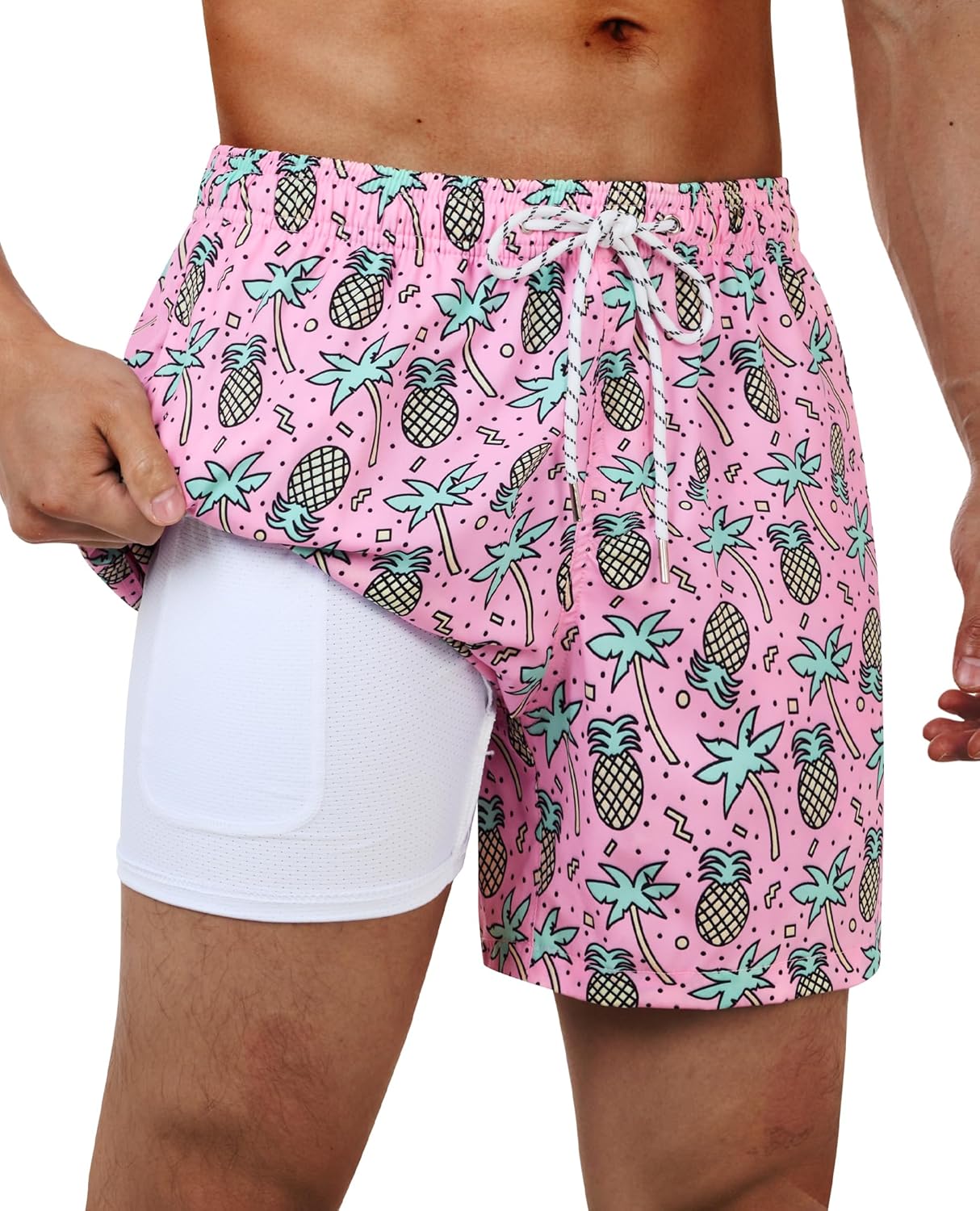 Men's Swim Trunks Quick Dry Compression Liner Bathing Suit with Pocket - Picture 24 of 55