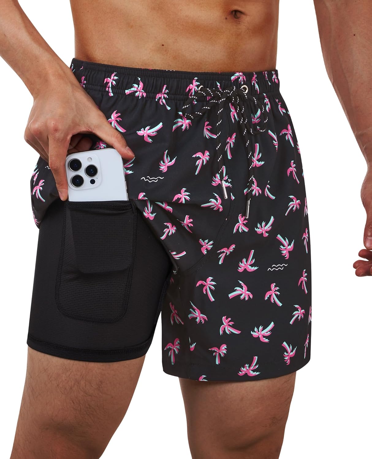 Men's Swim Trunks Quick Dry Compression Liner Bathing Suit with Pocket - Picture 27 of 55