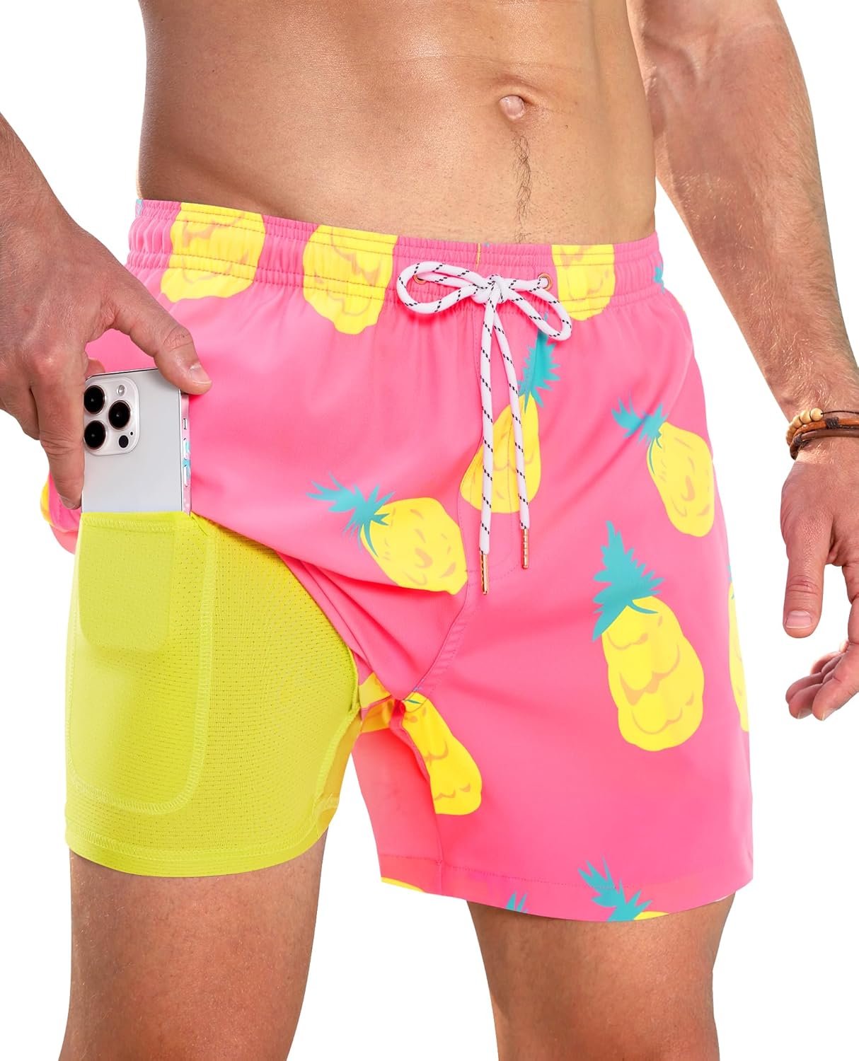 Men's Swim Trunks Quick Dry Compression Liner Bathing Suit with Pocket - Picture 34 of 55