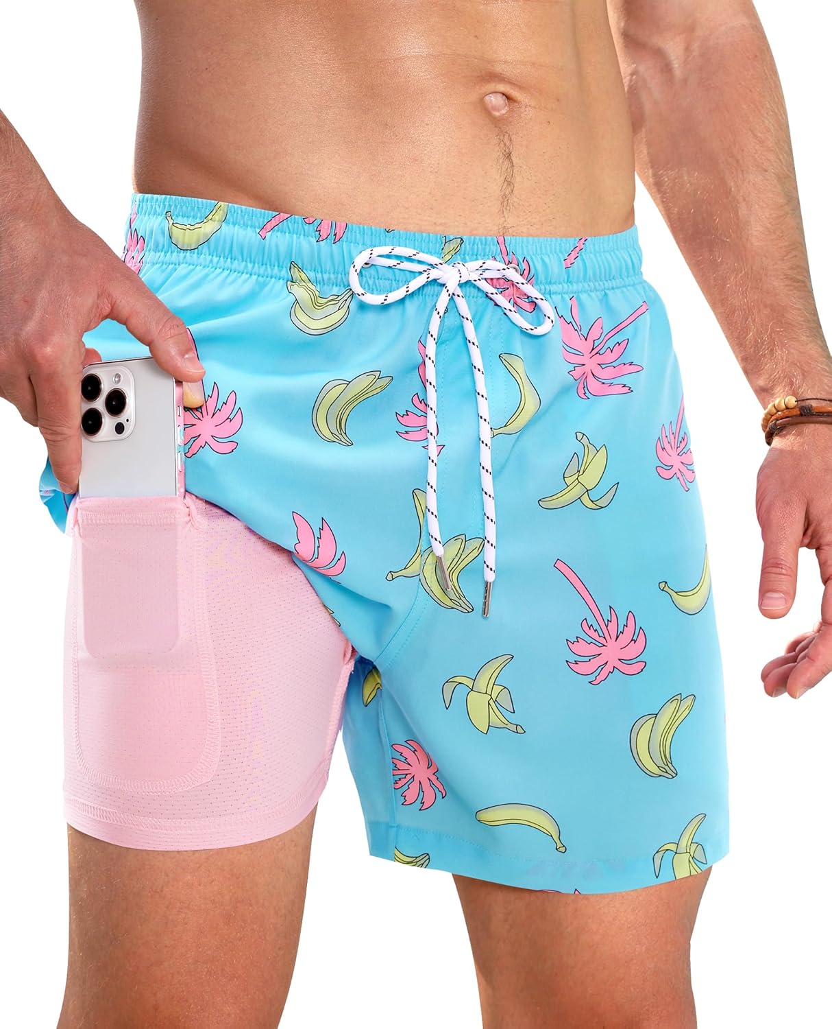 Men's Swim Trunks Quick Dry Compression Liner Bathing Suit with Pocket - Picture 49 of 55