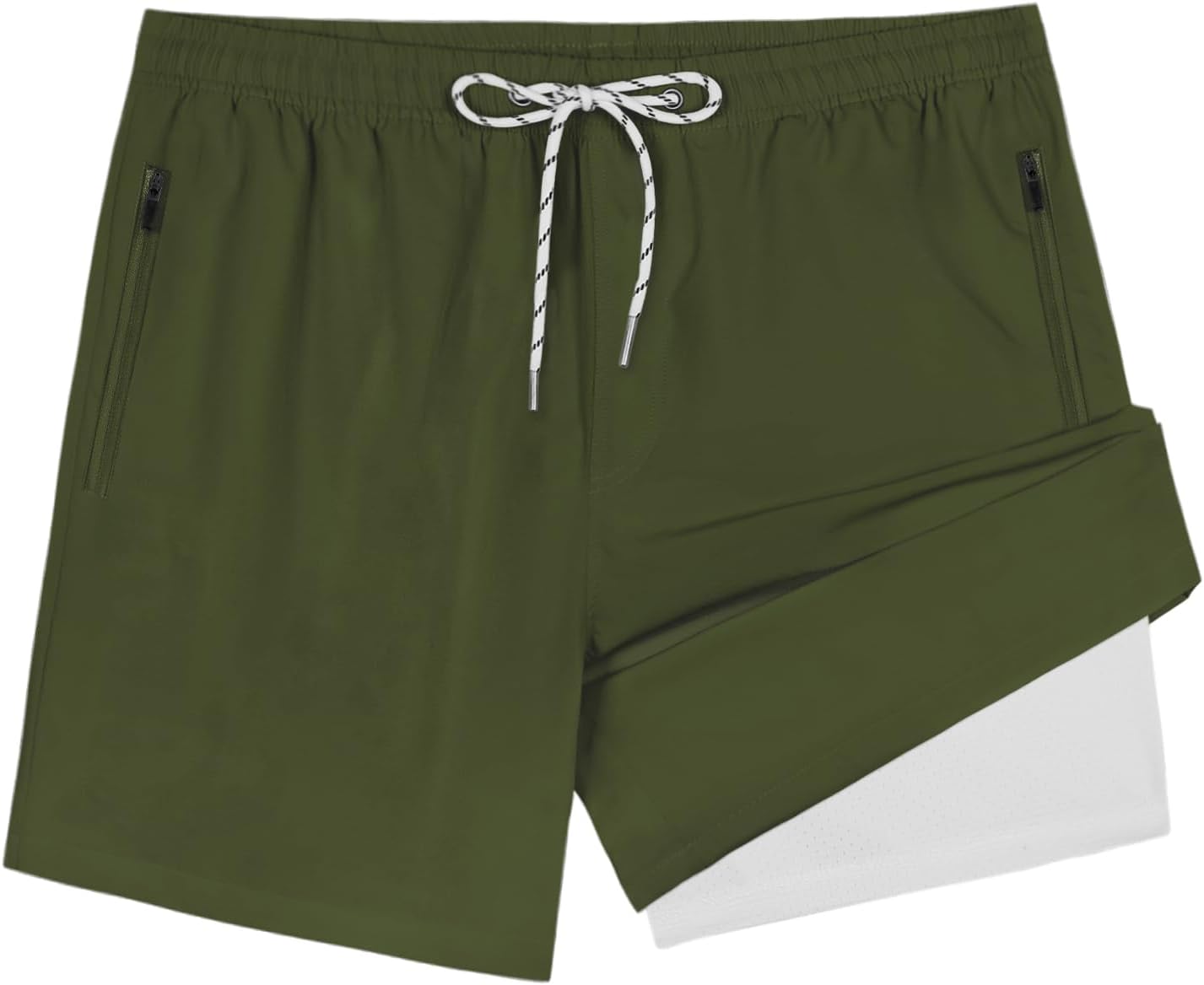 Men's Swim Trunks Quick Dry Compression Liner Bathing Suit with Pocket - Picture 53 of 55
