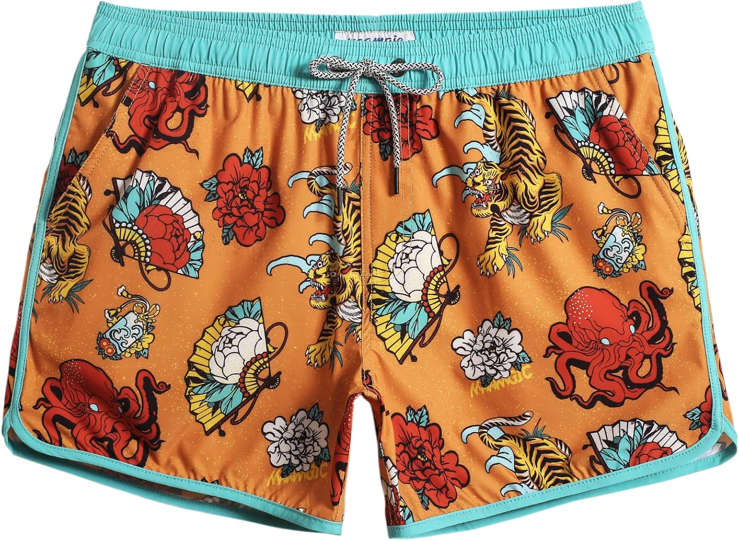 Herren Vintage Badehose kurz schnelltrocknend Boardshorts mit Netzfutter - Bild 30 von 49