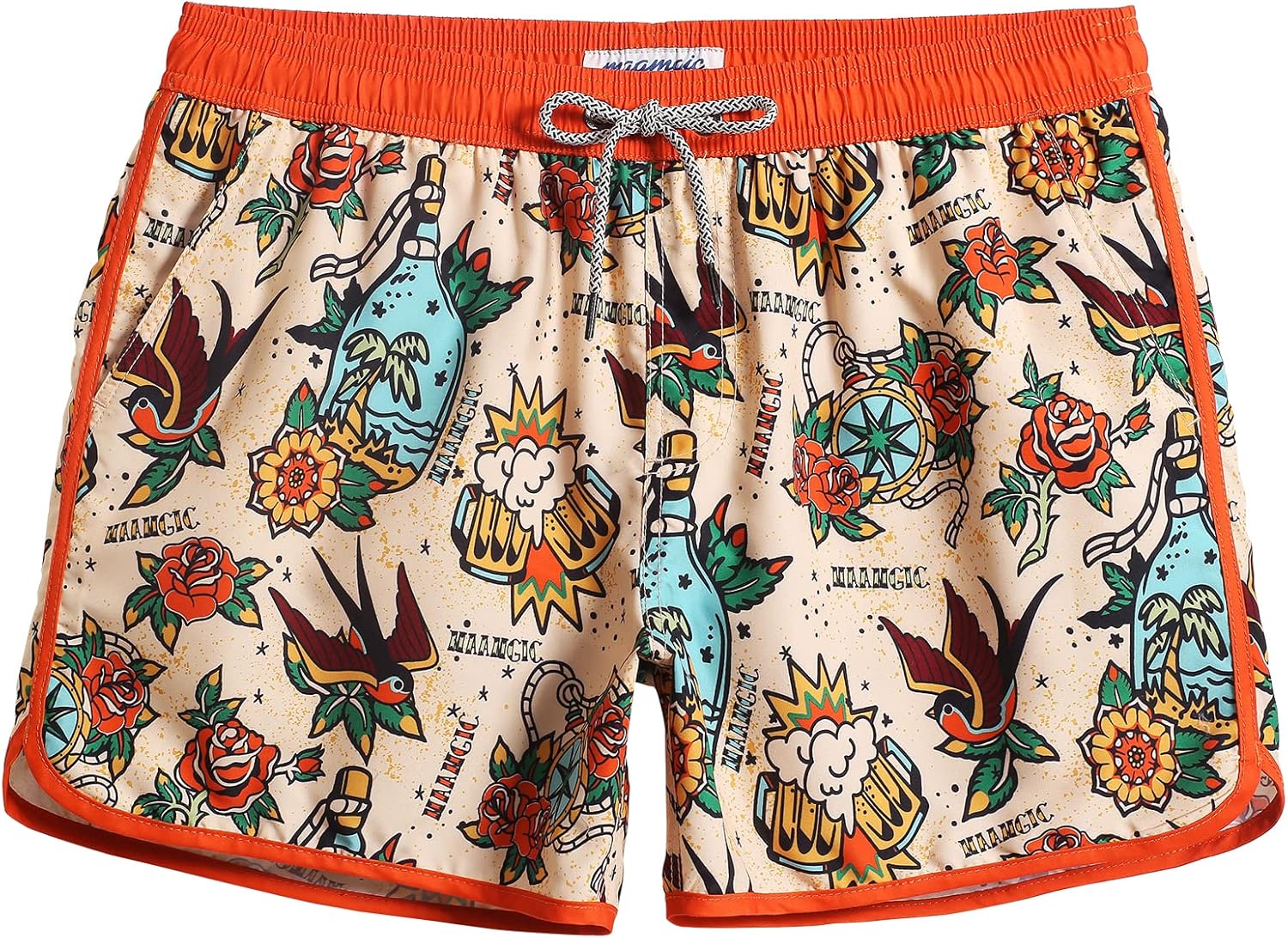 Herren Vintage Badehose kurz schnelltrocknend Boardshorts mit Netzfutter - Bild 44 von 49