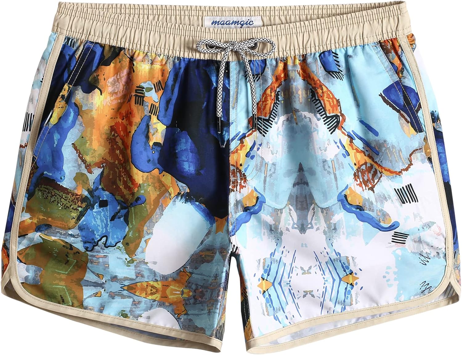Herren Vintage Badehose kurz schnelltrocknend Boardshorts mit Netzfutter - Bild 45 von 49