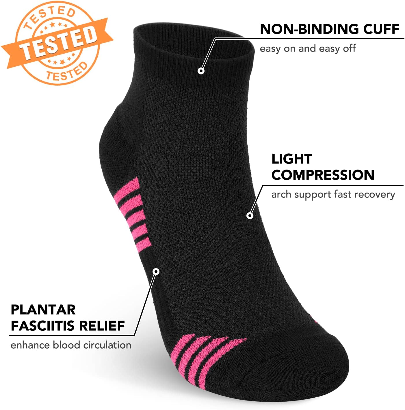 5 Pairs Copper Compression Socks �C Ankle, Plantar Fasciitis & Arch Support - Picture 21 of 105