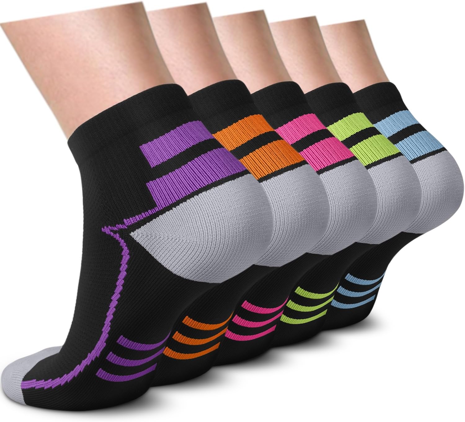 5 Pairs Copper Compression Socks �C Ankle, Plantar Fasciitis & Arch Support - Picture 28 of 105
