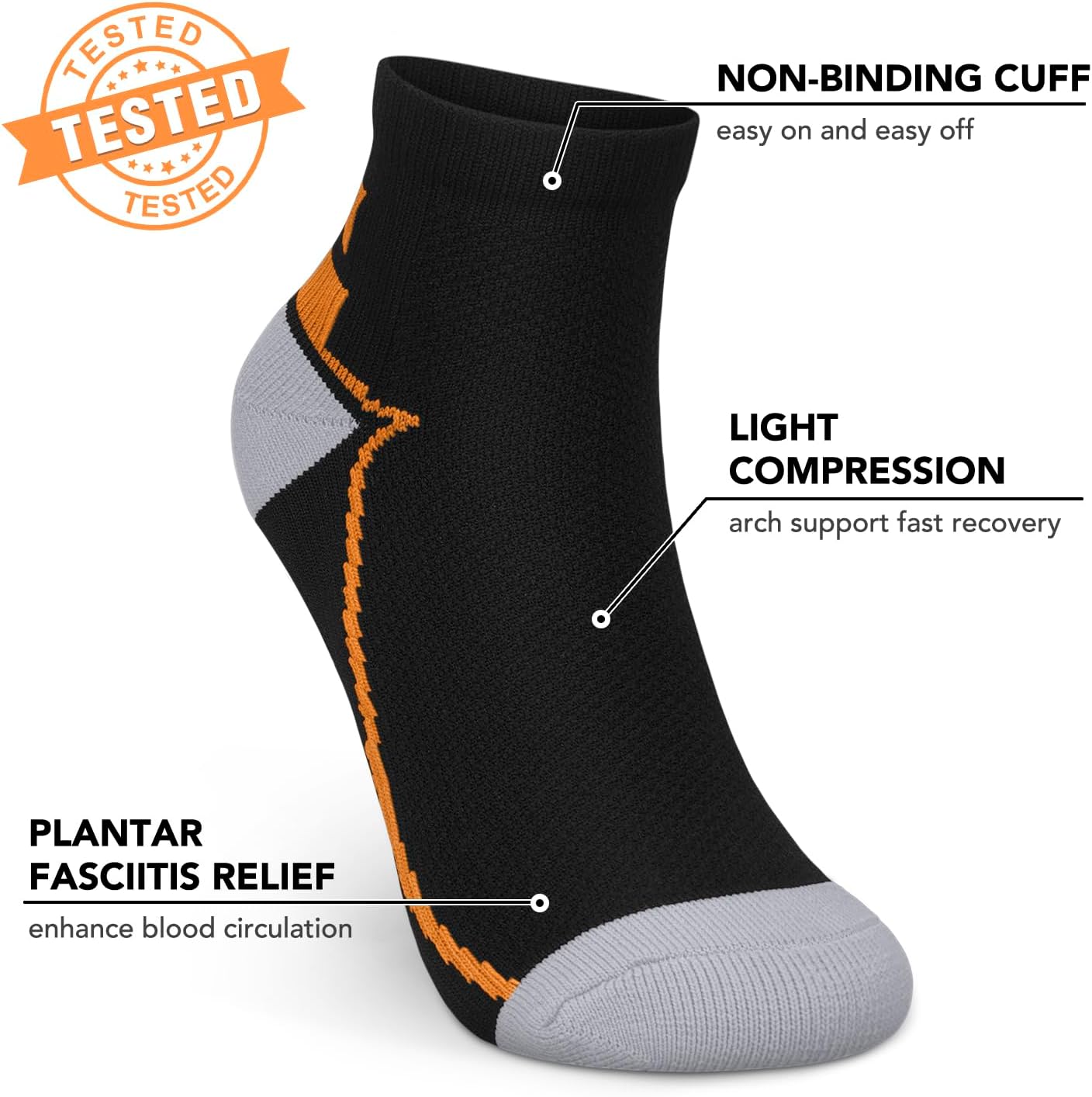 5 Pairs Copper Compression Socks �C Ankle, Plantar Fasciitis & Arch Support - Picture 30 of 105
