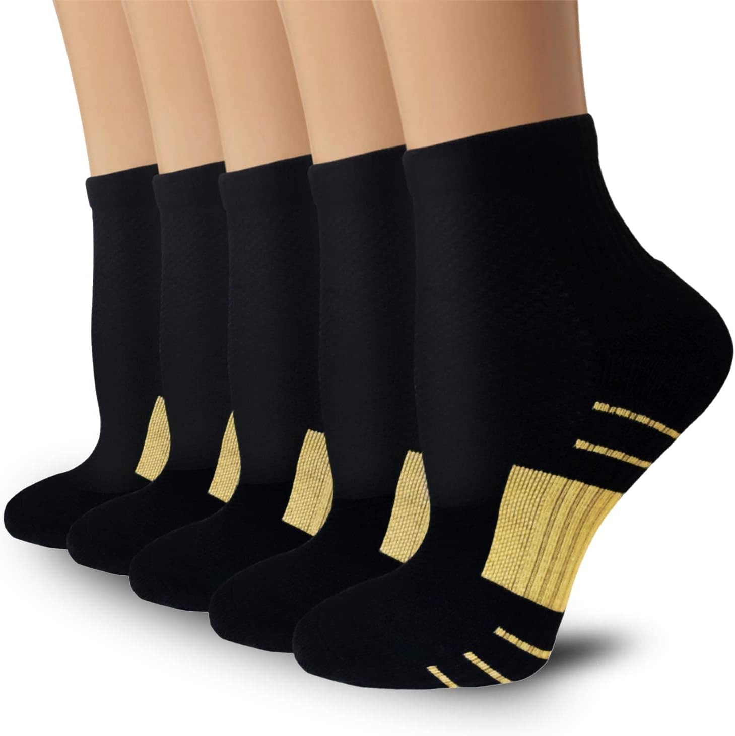 5 Pairs Copper Compression Socks �C Ankle, Plantar Fasciitis & Arch Support - Picture 33 of 105