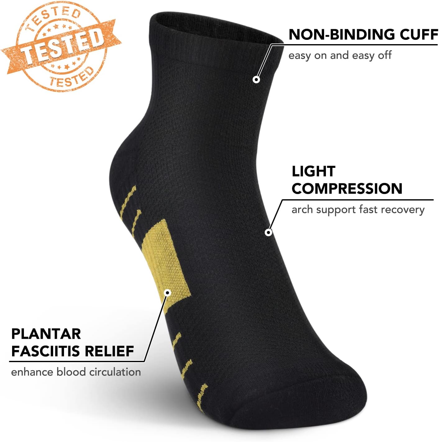 5 Pairs Copper Compression Socks �C Ankle, Plantar Fasciitis & Arch Support - Picture 35 of 105