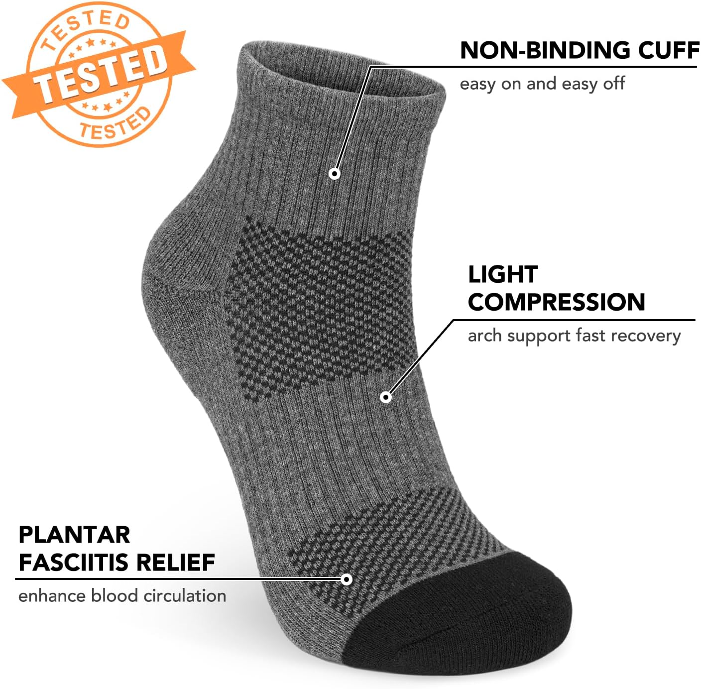 5 Pairs Copper Compression Socks �C Ankle, Plantar Fasciitis & Arch Support - Picture 45 of 105
