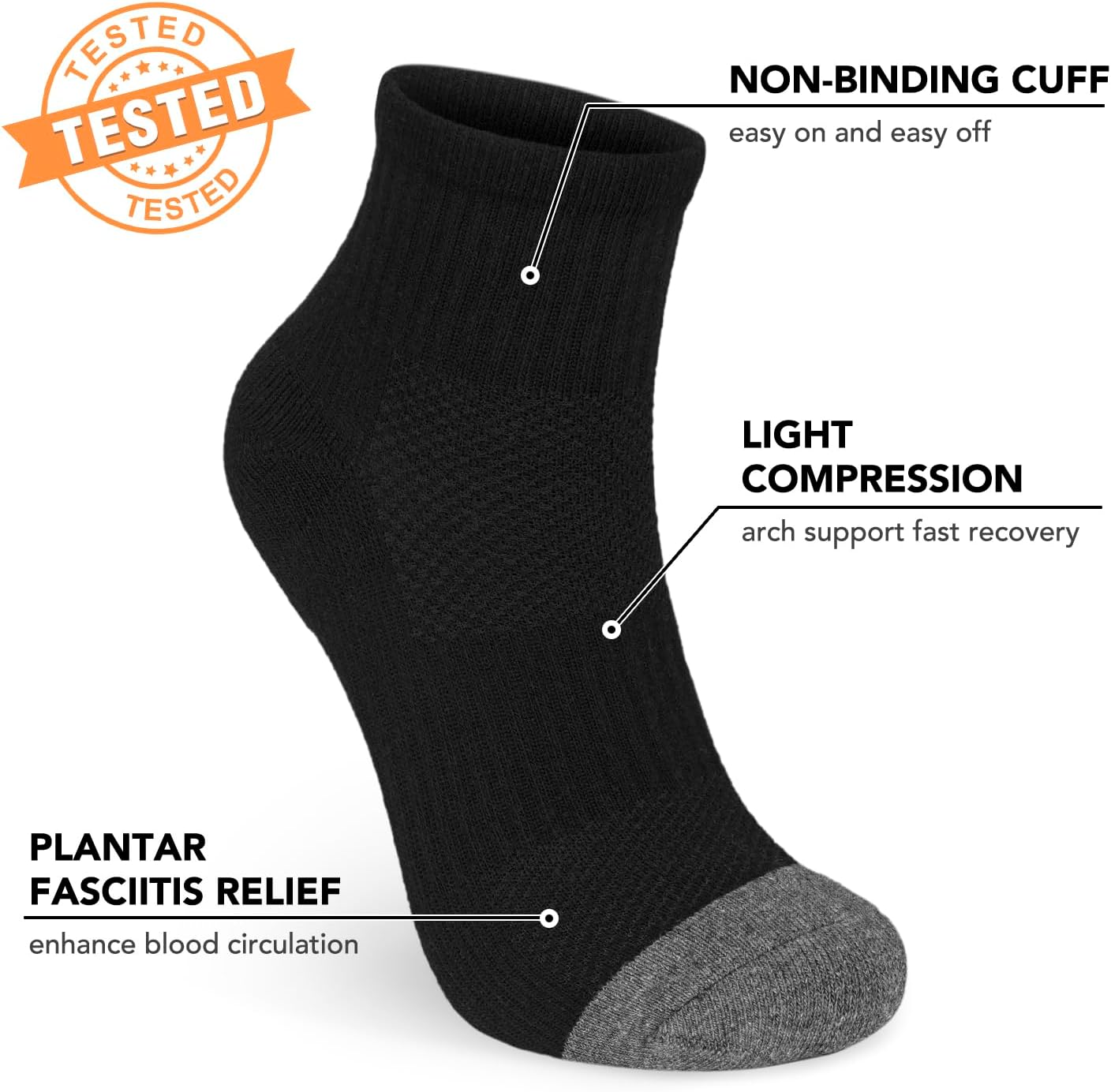 5 Pairs Copper Compression Socks �C Ankle, Plantar Fasciitis & Arch Support - Picture 50 of 105