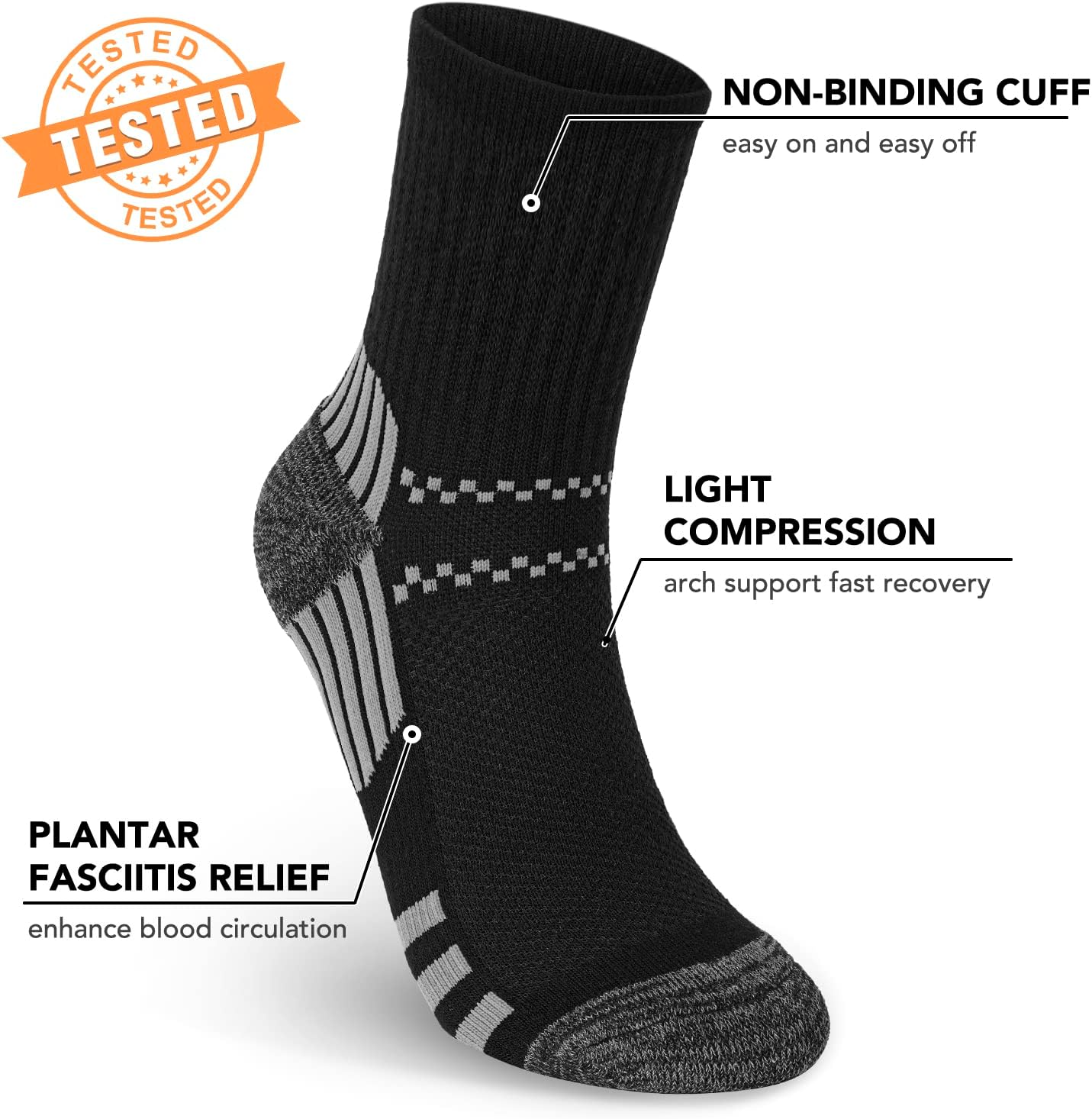 5 Pairs Copper Compression Socks �C Ankle, Plantar Fasciitis & Arch Support - Picture 63 of 105