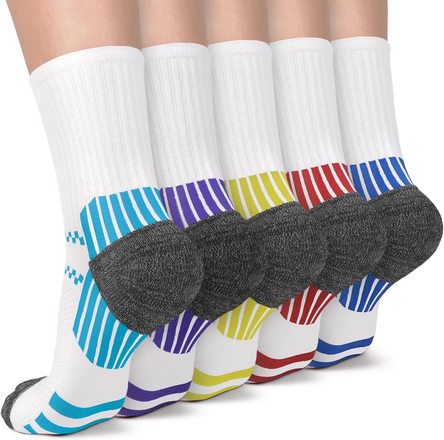 5 Pairs Copper Compression Socks �C Ankle, Plantar Fasciitis & Arch Support - Picture 70 of 105