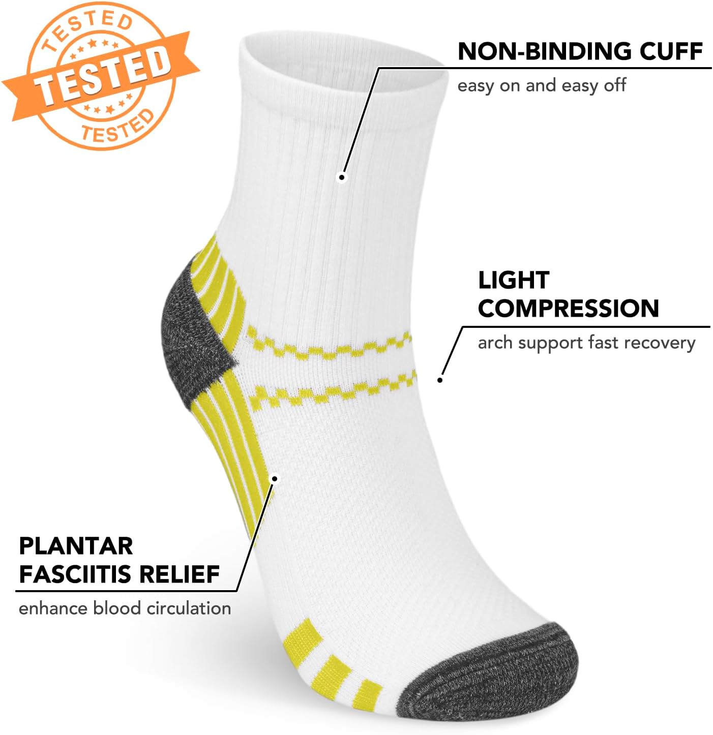 5 Pairs Copper Compression Socks �C Ankle, Plantar Fasciitis & Arch Support - Picture 72 of 105