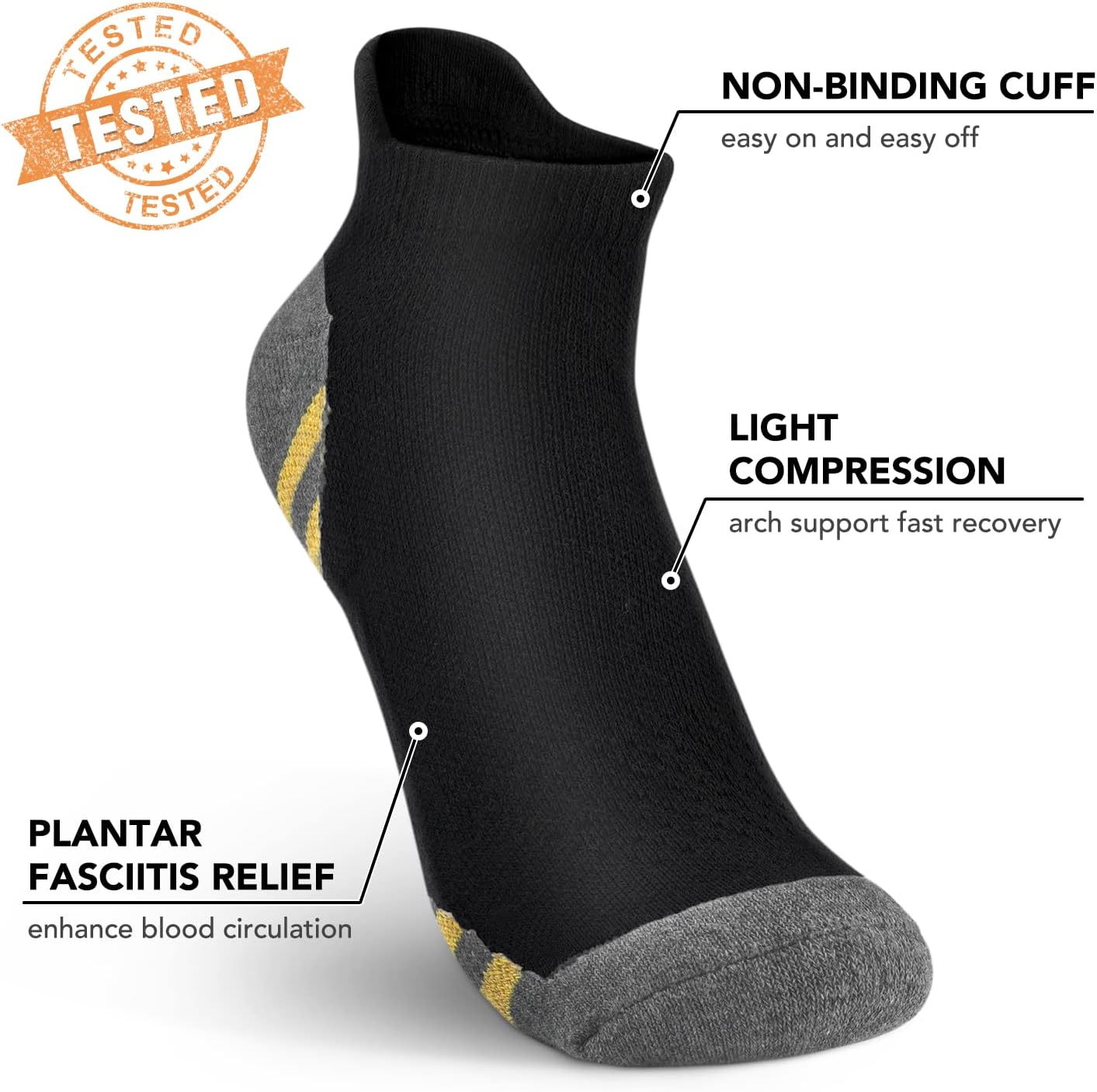 5 Pairs Copper Compression Socks �C Ankle, Plantar Fasciitis & Arch Support - Picture 79 of 105