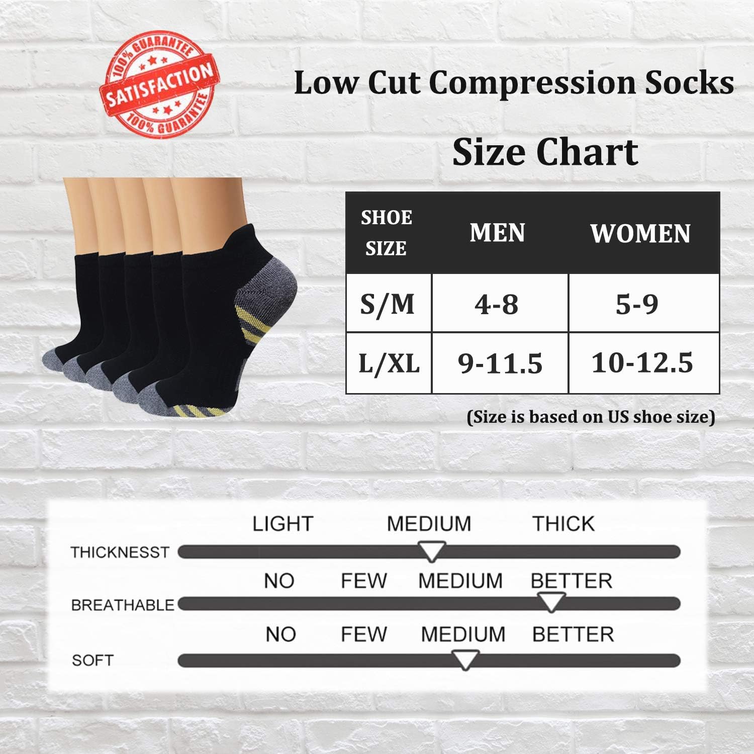5 Pairs Copper Compression Socks �C Ankle, Plantar Fasciitis & Arch Support - Picture 82 of 105