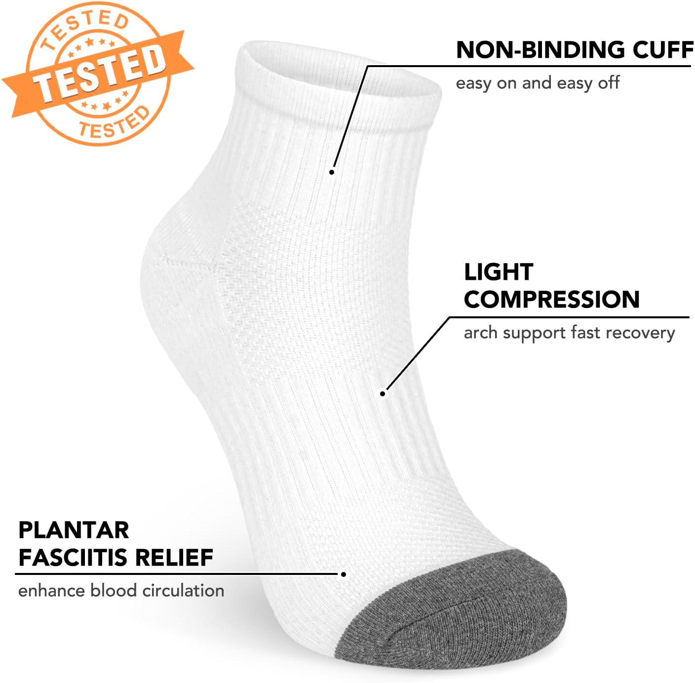 5 Pairs Copper Compression Socks �C Ankle, Plantar Fasciitis & Arch Support - Picture 89 of 105