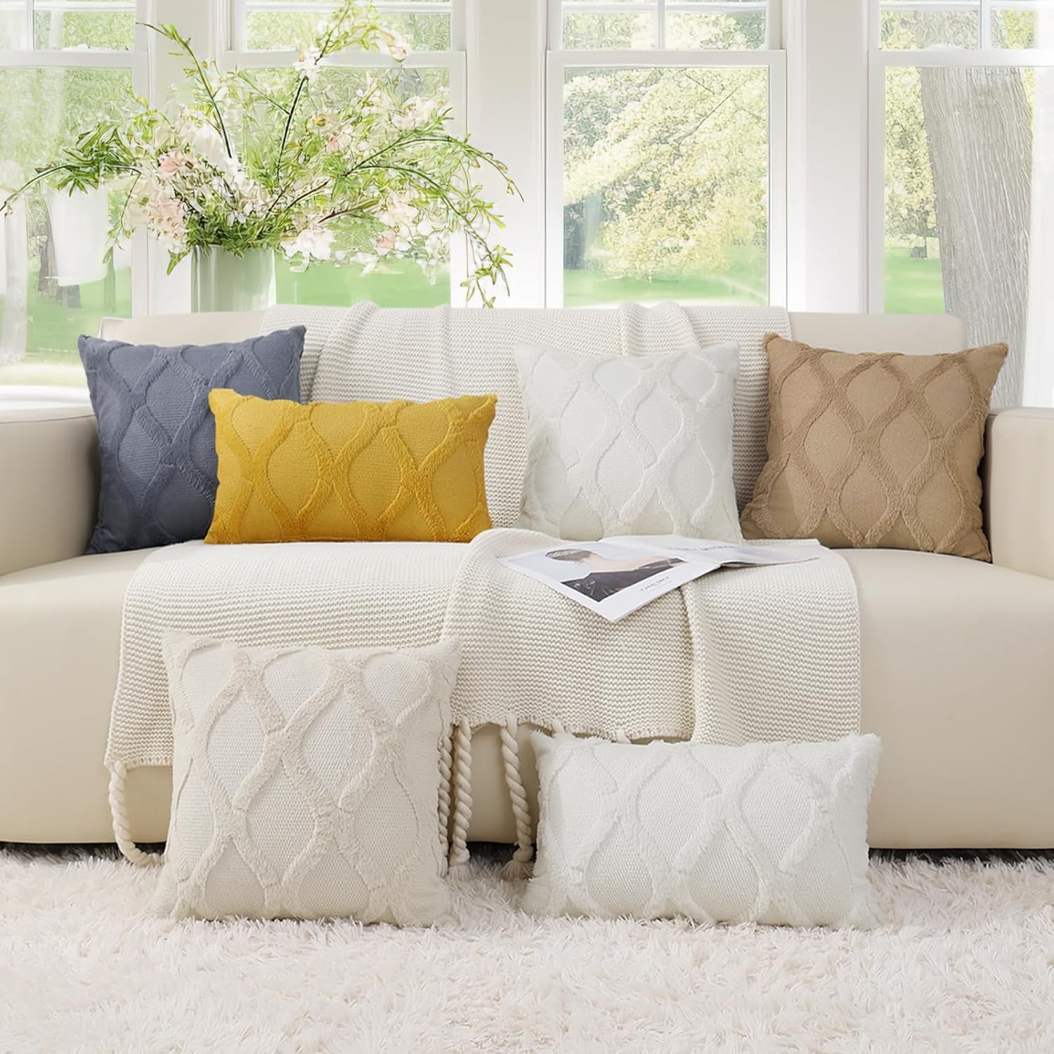 Throw Pillow Covers 2 PCS, Soft Plush Faux Fur Decorative Pillowcases for Sofa - Picture 24 of 138