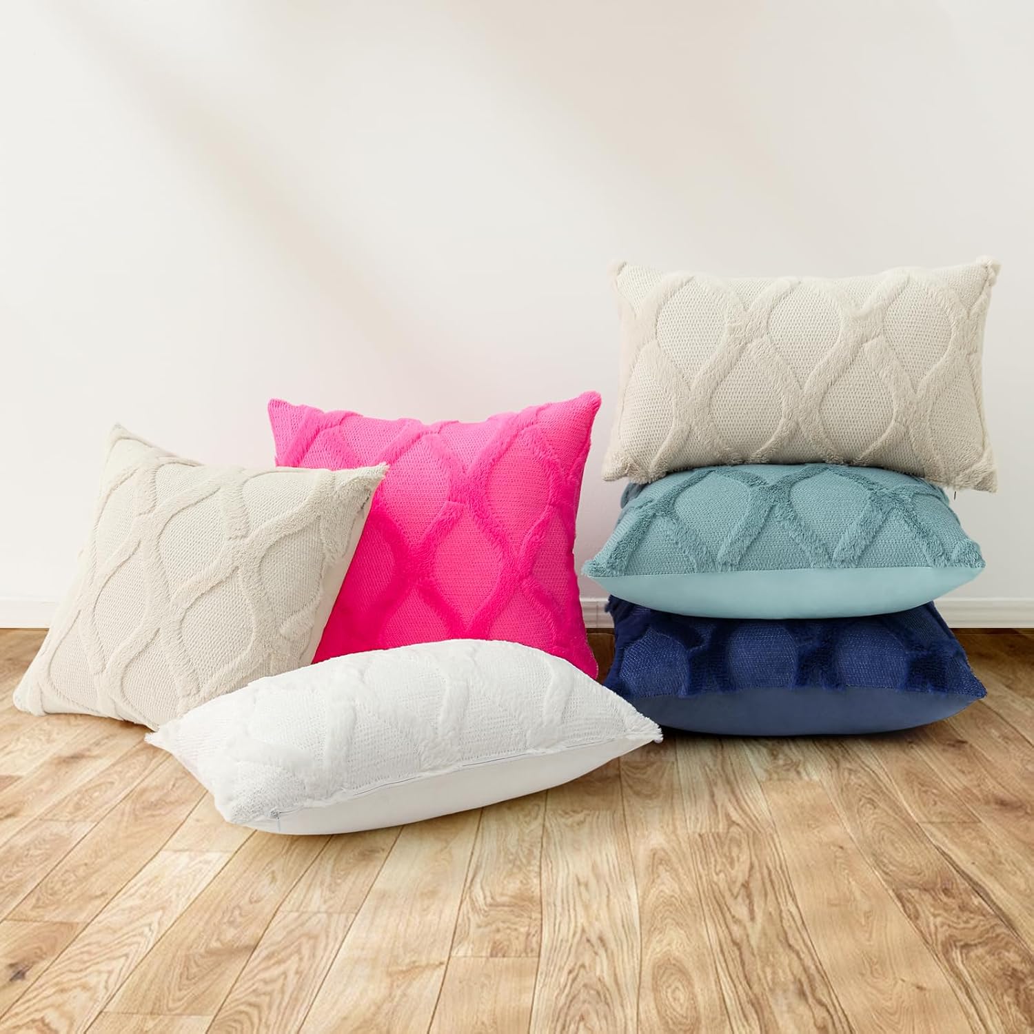 Throw Pillow Covers 2 PCS, Soft Plush Faux Fur Decorative Pillowcases for Sofa - Picture 37 of 138