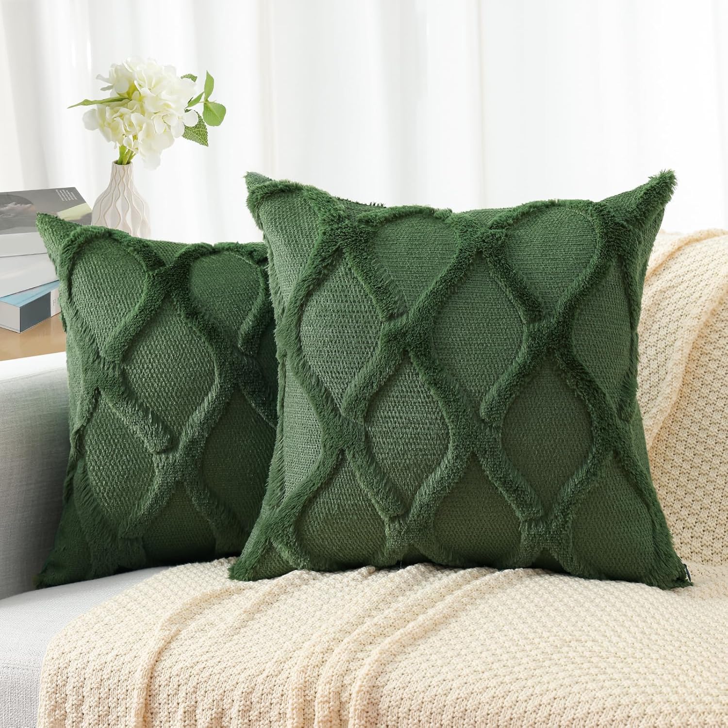 Throw Pillow Covers 2 PCS, Soft Plush Faux Fur Decorative Pillowcases for Sofa - Picture 62 of 138