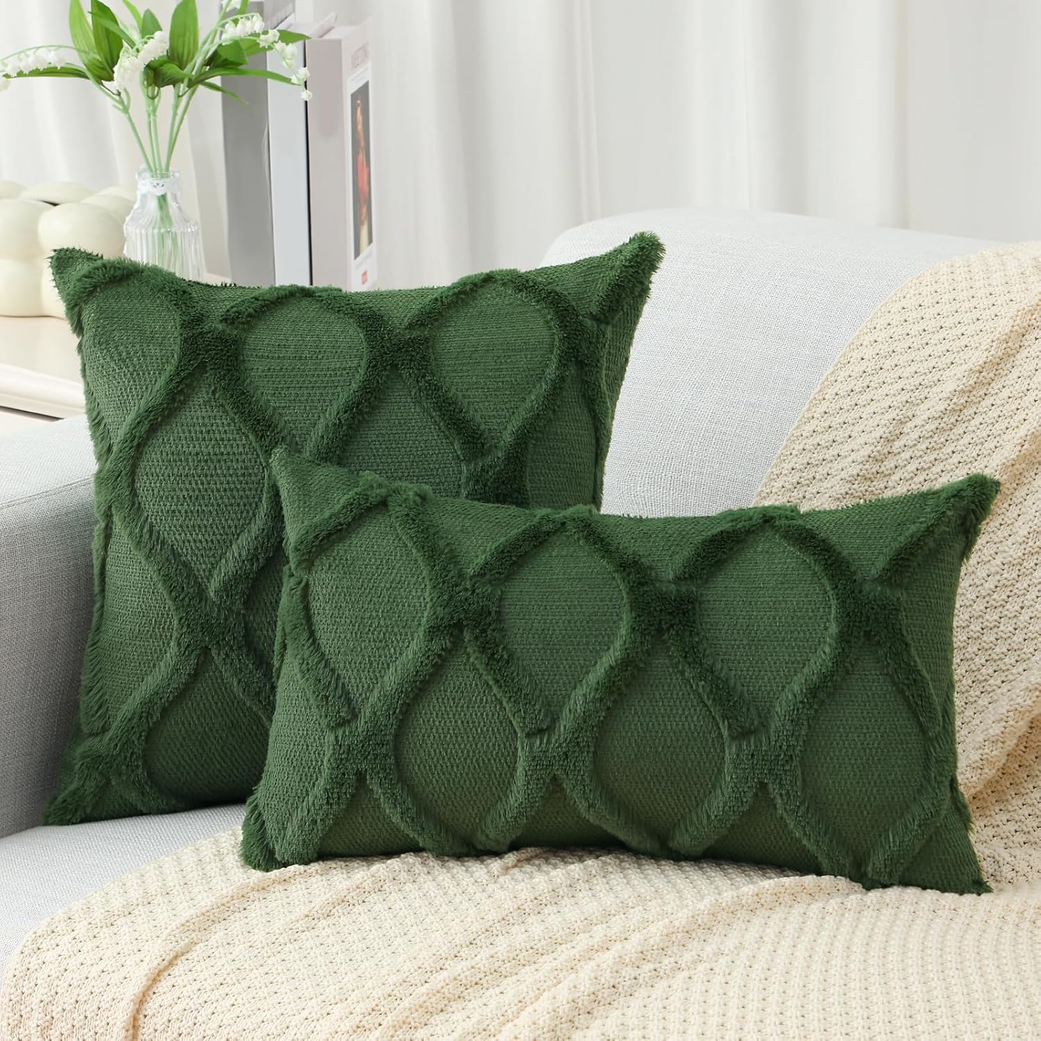 Throw Pillow Covers 2 PCS, Soft Plush Faux Fur Decorative Pillowcases for Sofa - Picture 65 of 138