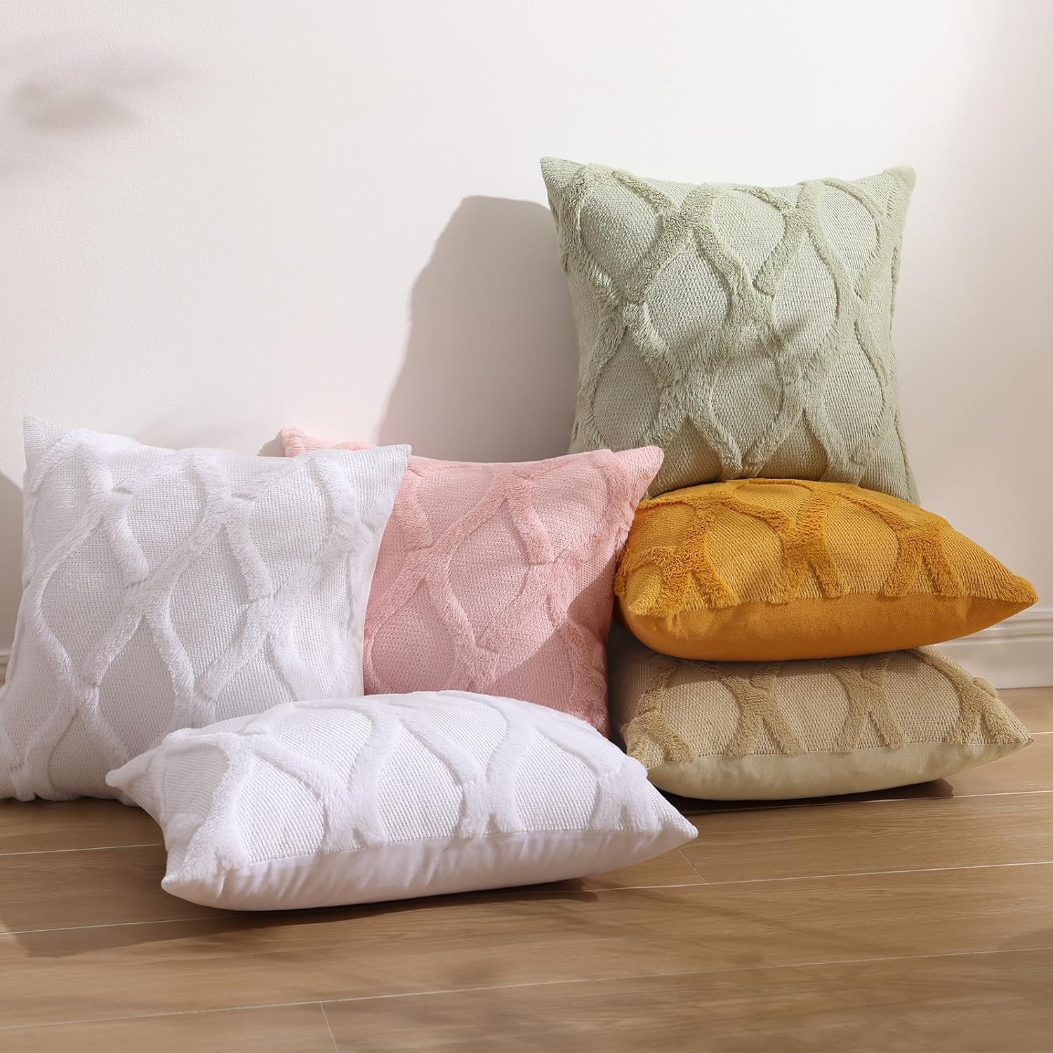 Throw Pillow Covers 2 PCS, Soft Plush Faux Fur Decorative Pillowcases for Sofa - Picture 72 of 138