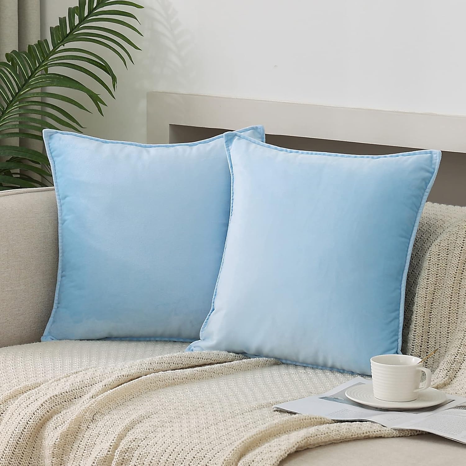 Dekokissenbezüge 2er Pack weiche dekorative quadratische Kissenbezüge für Couch - Bild 29 von 102