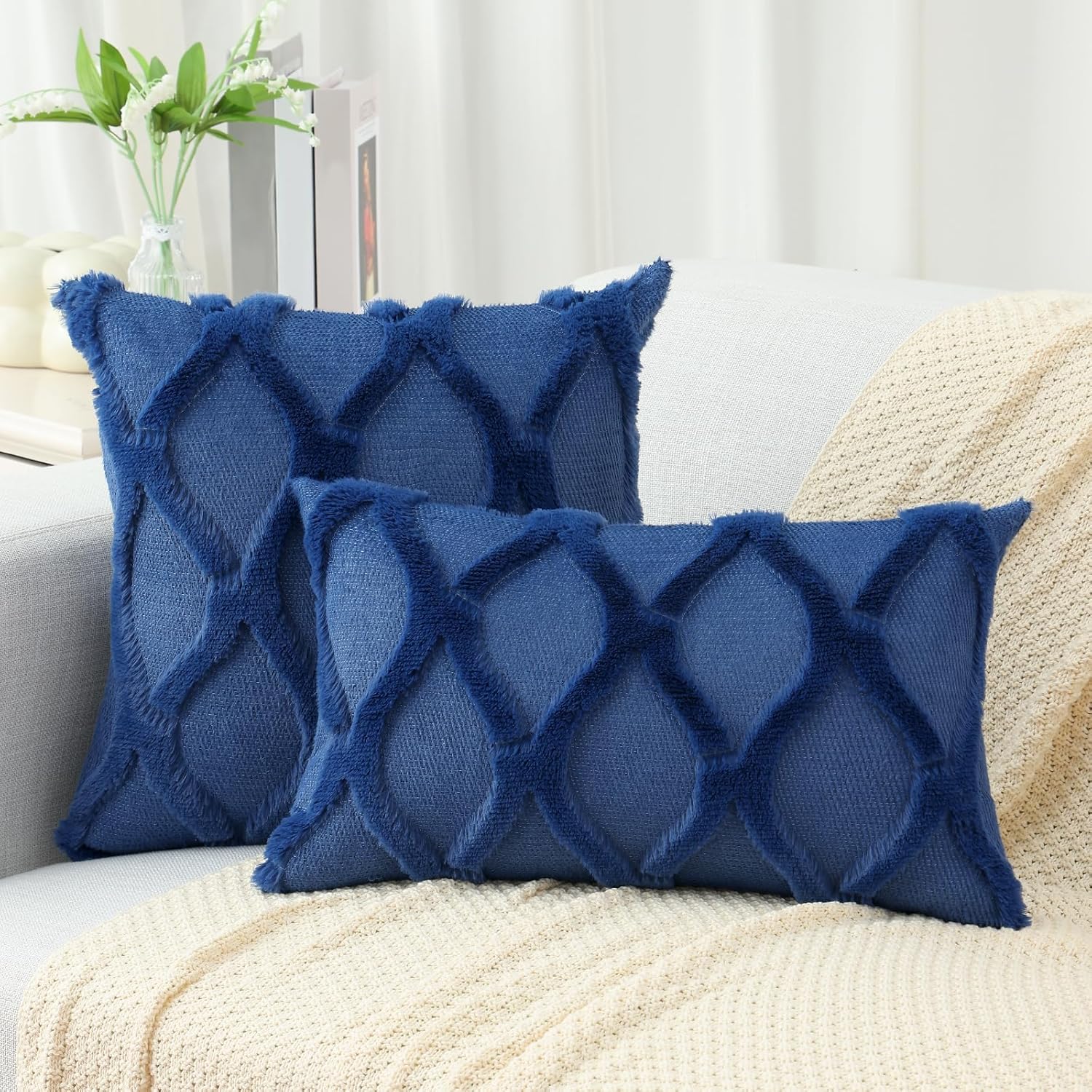 Throw Pillow Covers 2 PCS, Soft Plush Faux Fur Decorative Pillowcases for Sofa - Picture 77 of 138