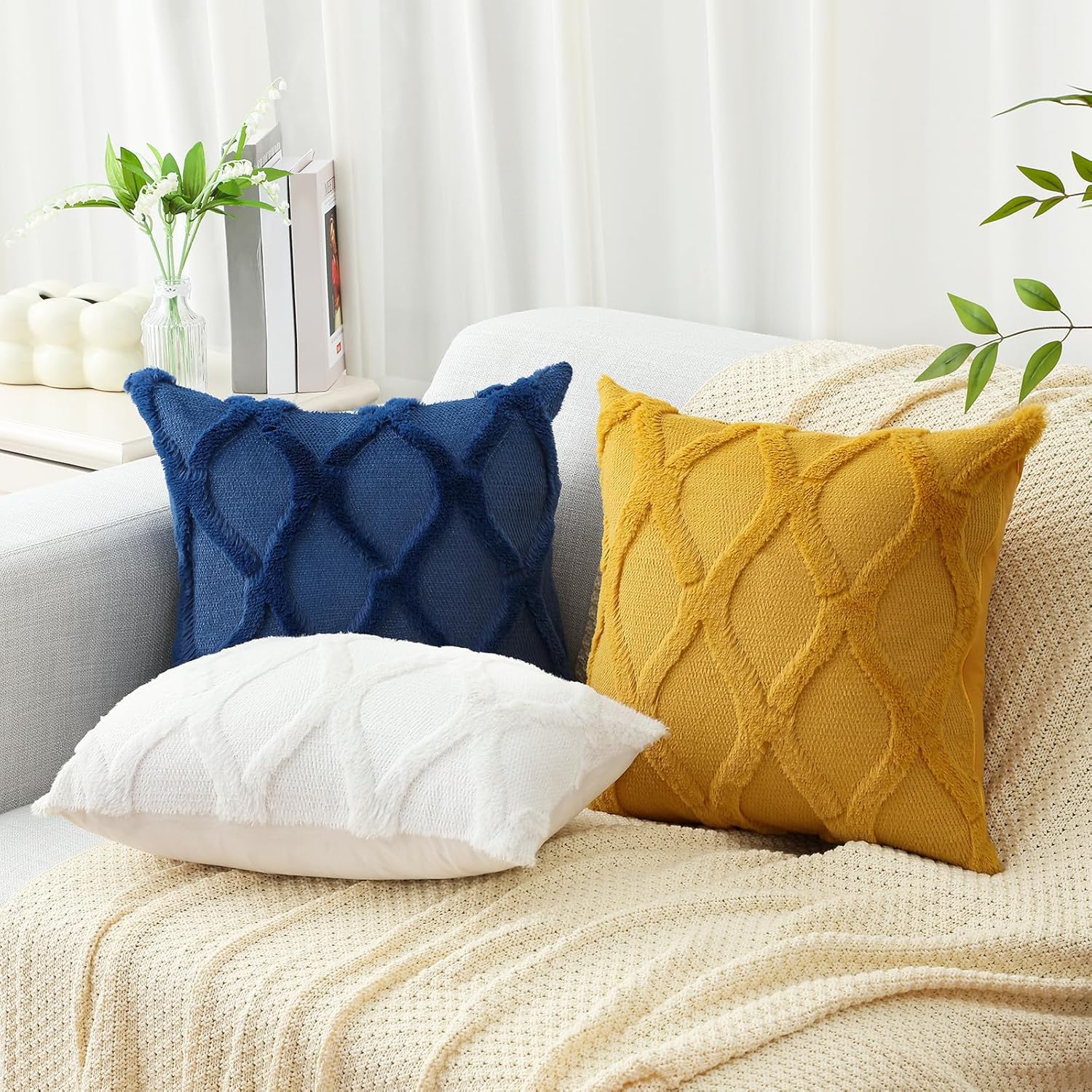 Throw Pillow Covers 2 PCS, Soft Plush Faux Fur Decorative Pillowcases for Sofa - Picture 78 of 138