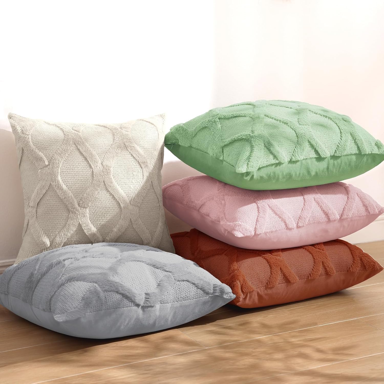 Throw Pillow Covers 2 PCS, Soft Plush Faux Fur Decorative Pillowcases for Sofa - Picture 103 of 138