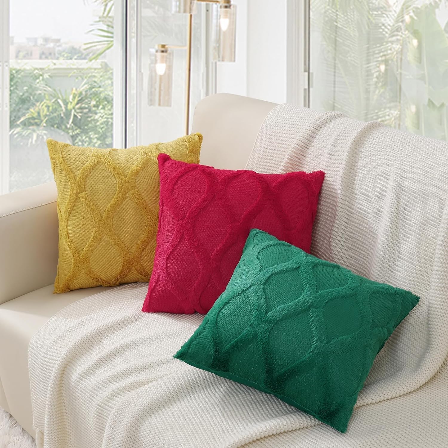 Throw Pillow Covers 2 PCS, Soft Plush Faux Fur Decorative Pillowcases for Sofa - Picture 109 of 138