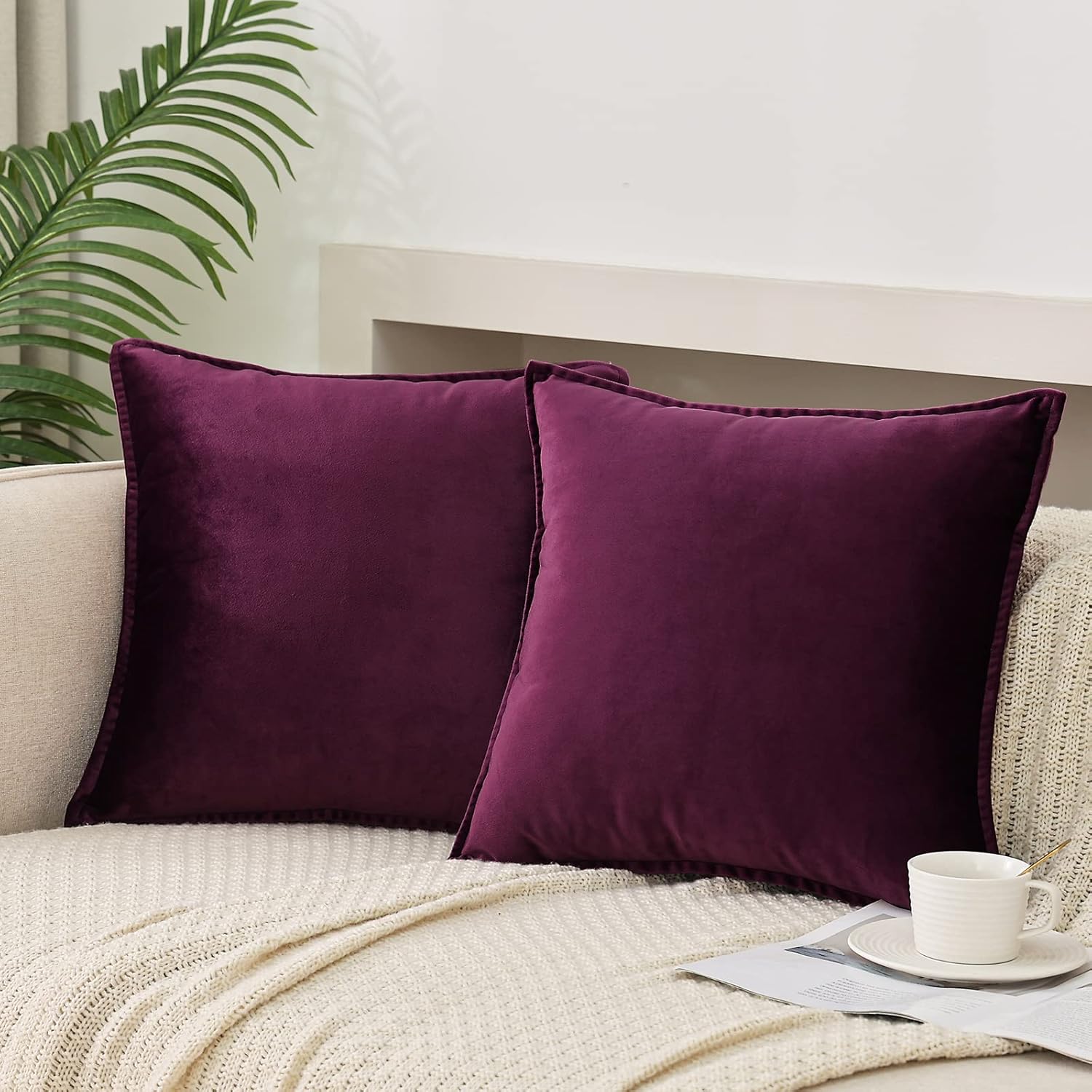 Dekokissenbezüge 2er Pack weiche dekorative quadratische Kissenbezüge für Couch - Bild 65 von 102