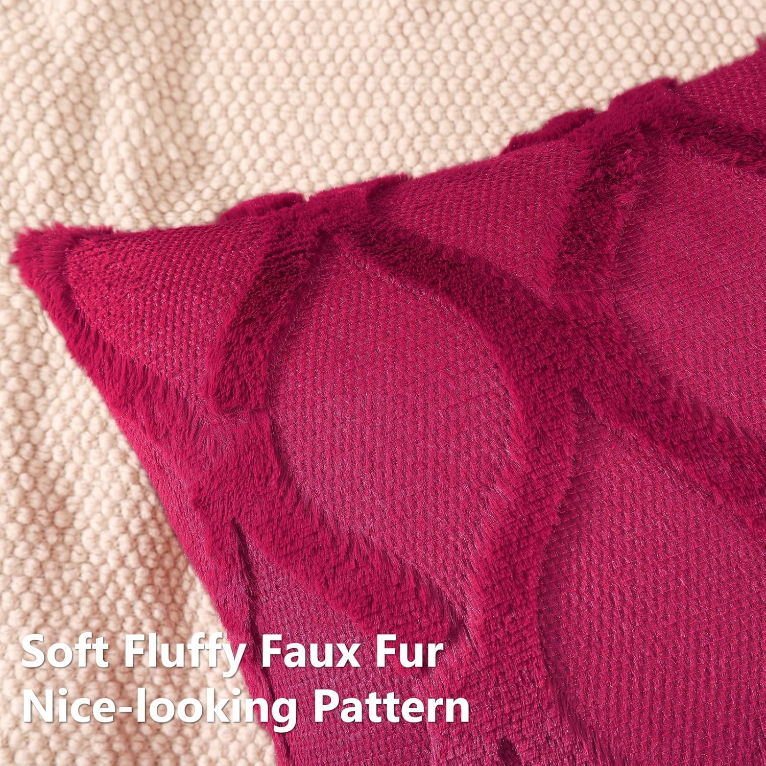 Throw Pillow Covers 2 PCS, Soft Plush Faux Fur Decorative Pillowcases for Sofa - Picture 128 of 138