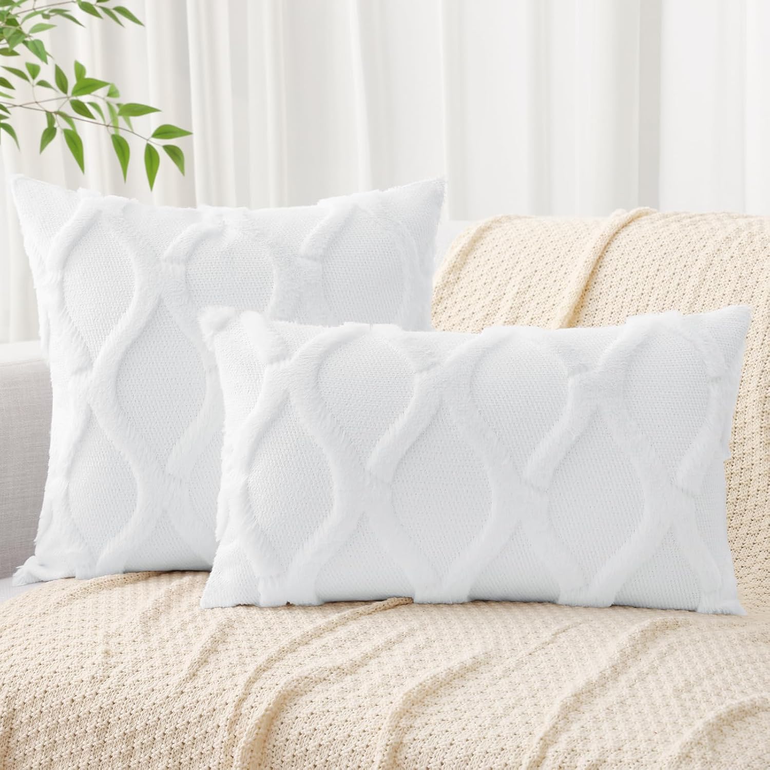 Throw Pillow Covers 2 PCS, Soft Plush Faux Fur Decorative Pillowcases for Sofa - Picture 132 of 138