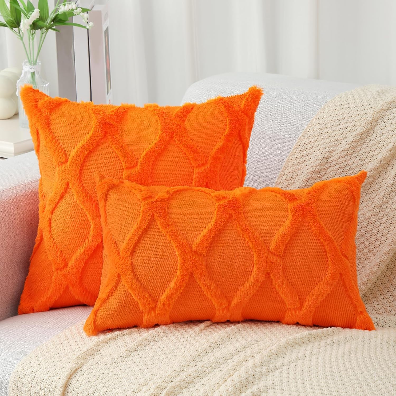 Throw Pillow Covers 2 PCS, Soft Plush Faux Fur Decorative Pillowcases for Sofa - Picture 136 of 138