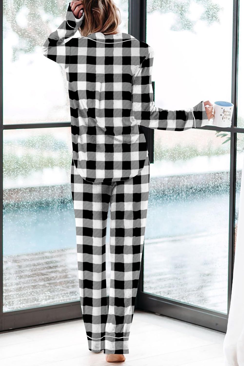Women's Pajama Sets Long Sleeve Button Down Sleepwear Nightwear Pjs Lounge Sets - Picture 82 of 147
