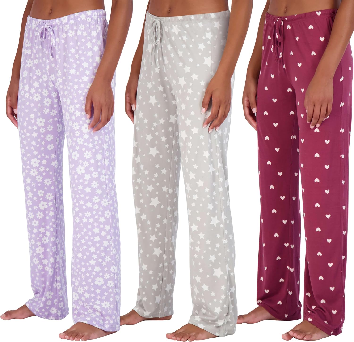 3 Pack: Women’s Ultra-Soft Comfy Pajama Lounge Pants Sleepwear - Picture 49 of 84