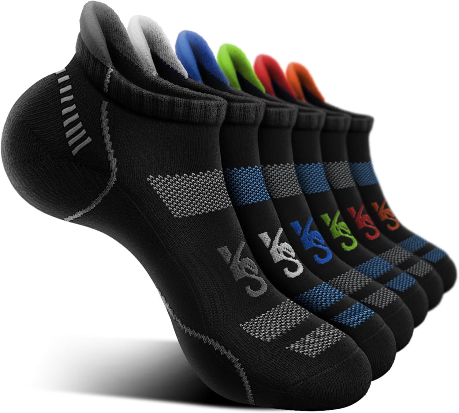 Men's Running Compression Socks �C 6 Pairs, Cushioned Ankle & Arch Support - Picture 25 of 54