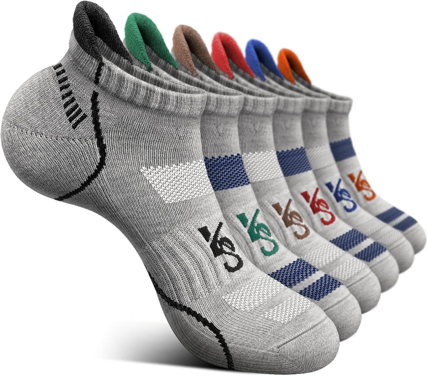 Men's Running Compression Socks �C 6 Pairs, Cushioned Ankle & Arch Support - Picture 26 of 54