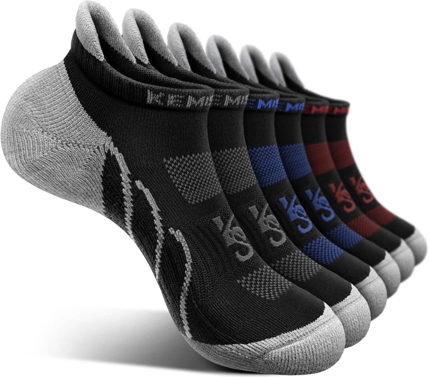 Men's Running Compression Socks �C 6 Pairs, Cushioned Ankle & Arch Support - Picture 28 of 54