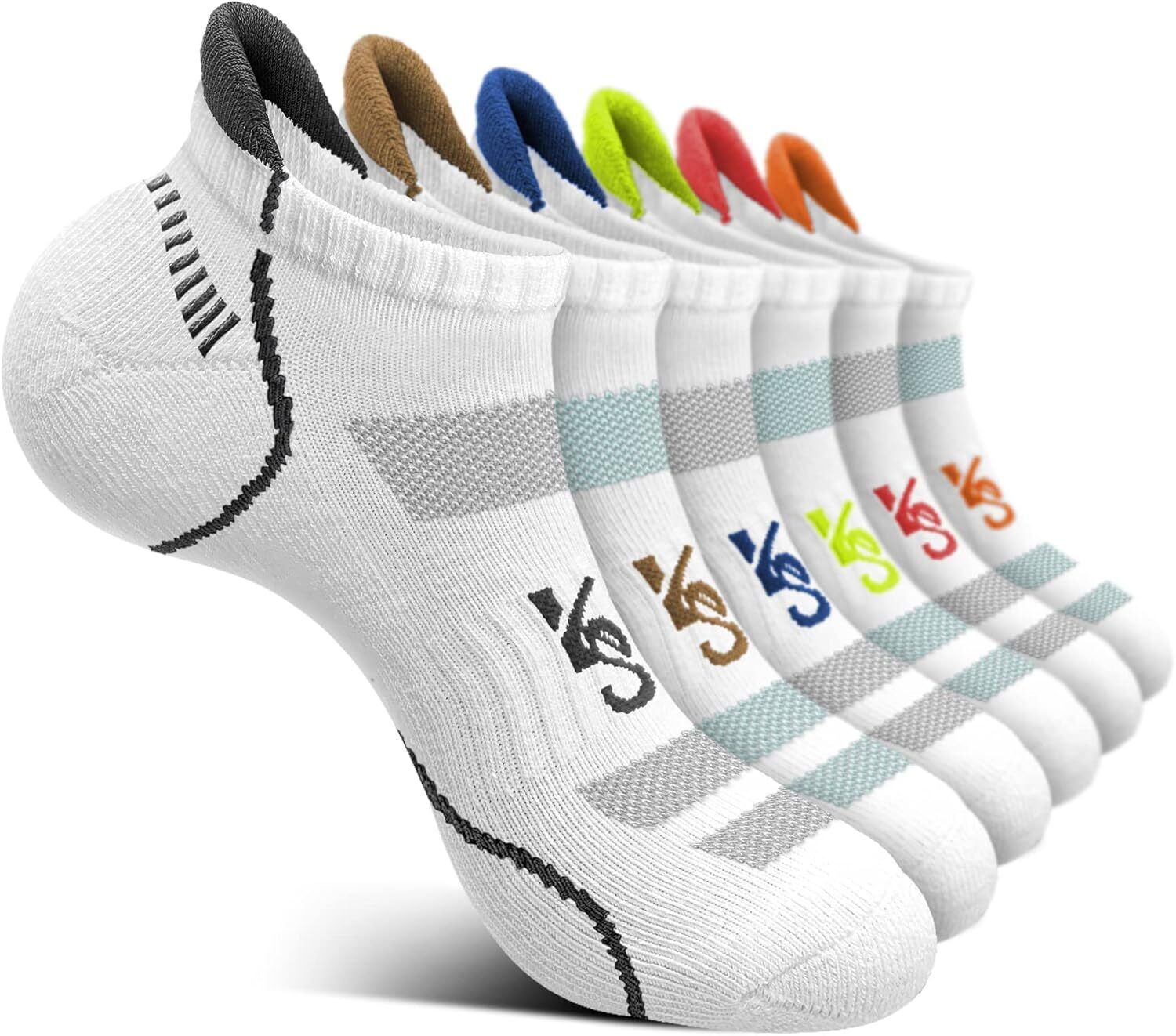Men's Running Compression Socks �C 6 Pairs, Cushioned Ankle & Arch Support - Picture 31 of 54