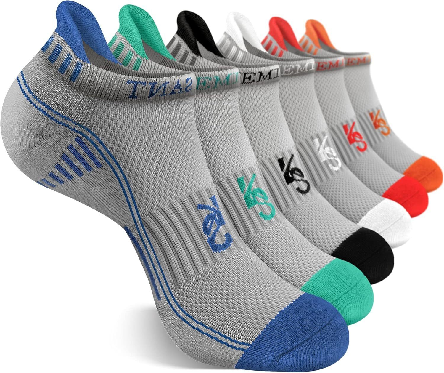 Men's Running Compression Socks �C 6 Pairs, Cushioned Ankle & Arch Support - Picture 33 of 54