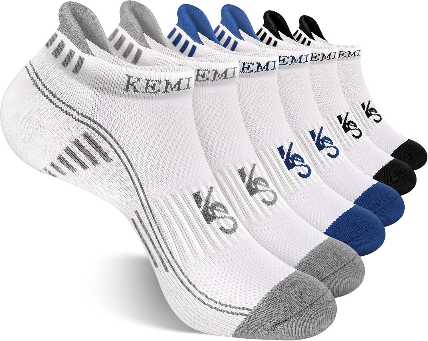 Men's Running Compression Socks �C 6 Pairs, Cushioned Ankle & Arch Support - Picture 37 of 54