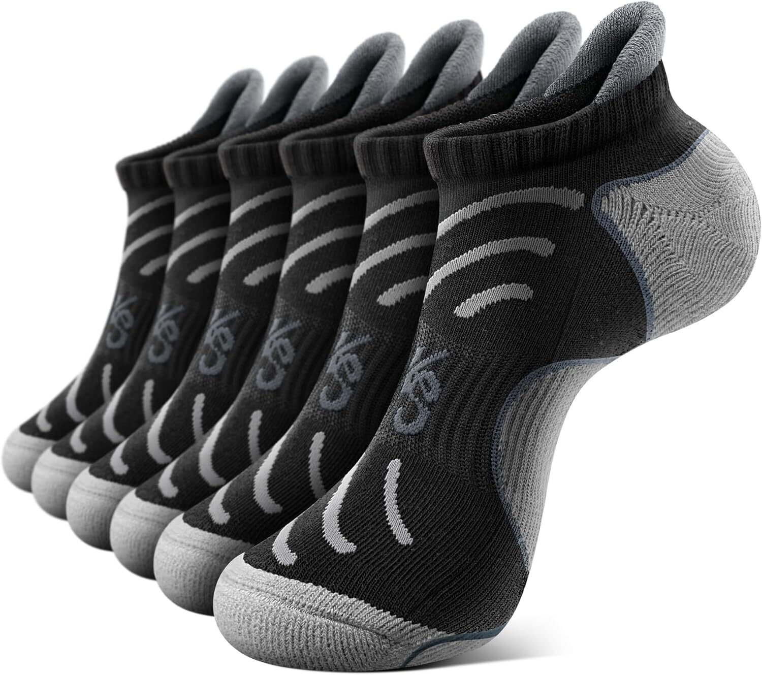 Men's Running Compression Socks �C 6 Pairs, Cushioned Ankle & Arch Support - Picture 40 of 54