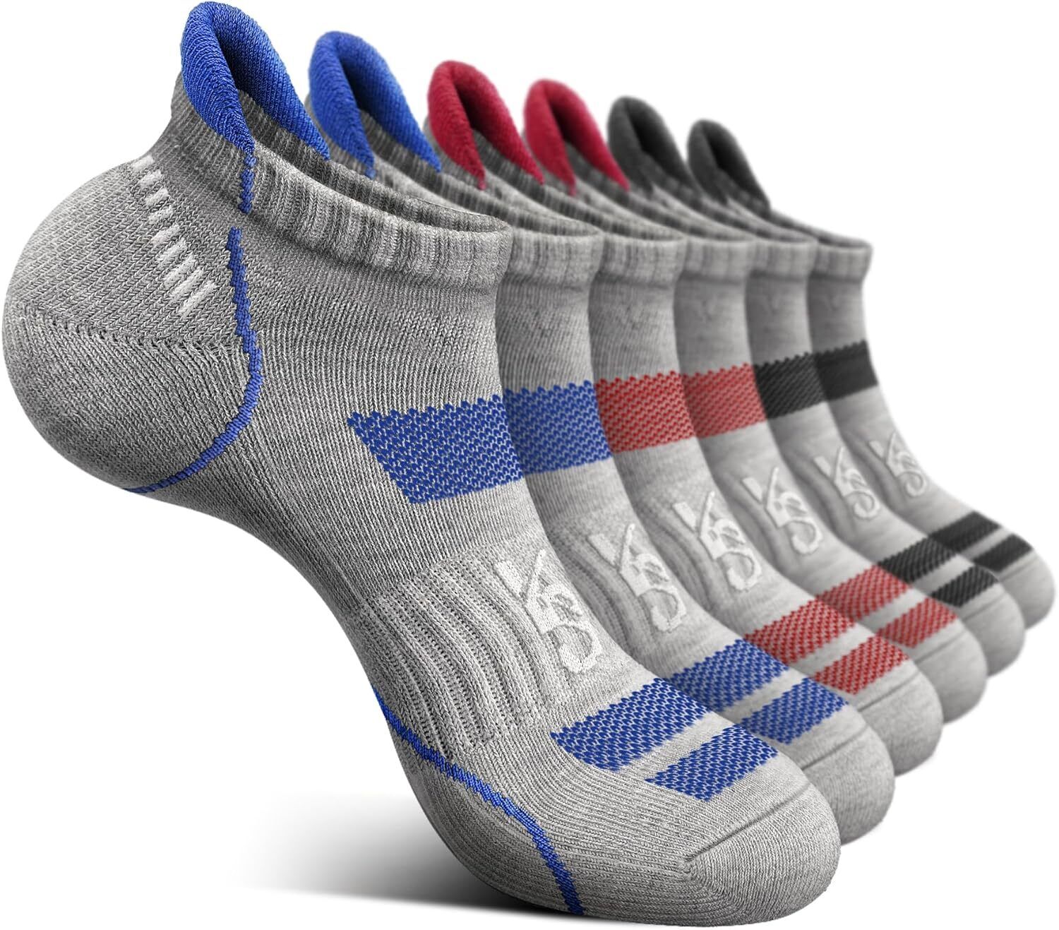 Men's Running Compression Socks �C 6 Pairs, Cushioned Ankle & Arch Support - Picture 42 of 54