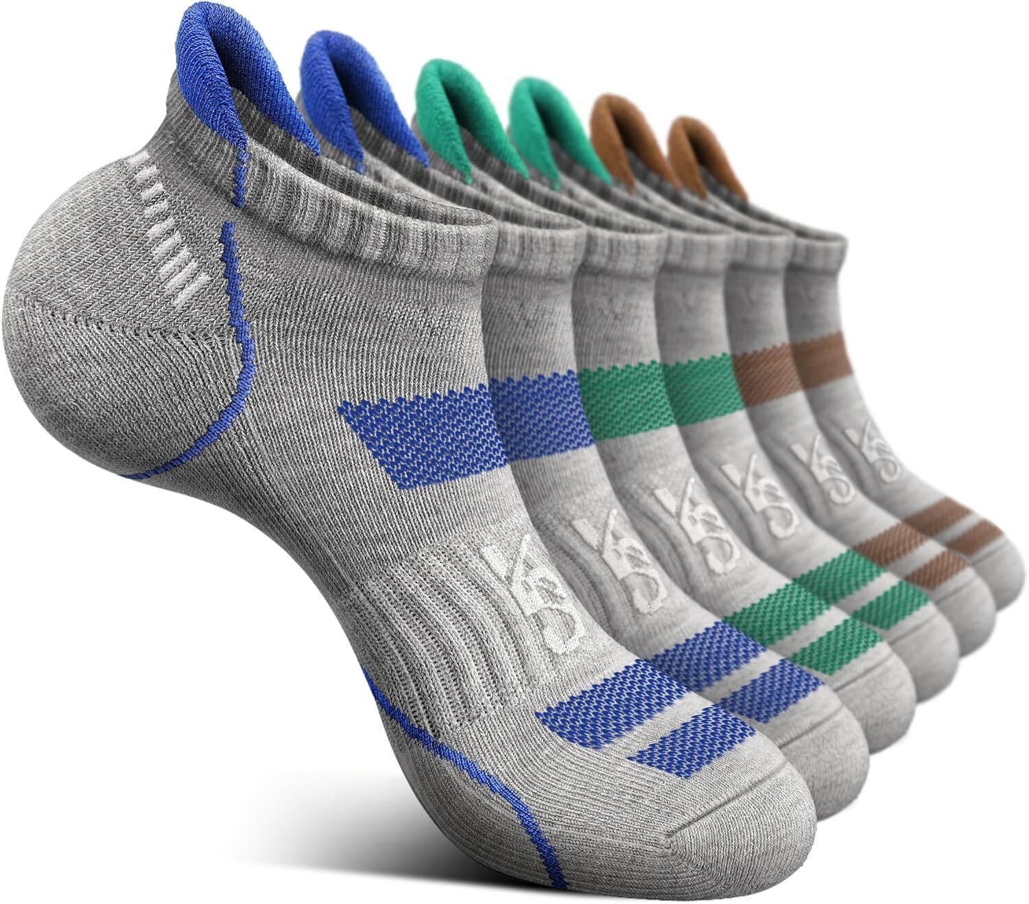 Men's Running Compression Socks �C 6 Pairs, Cushioned Ankle & Arch Support - Picture 43 of 54
